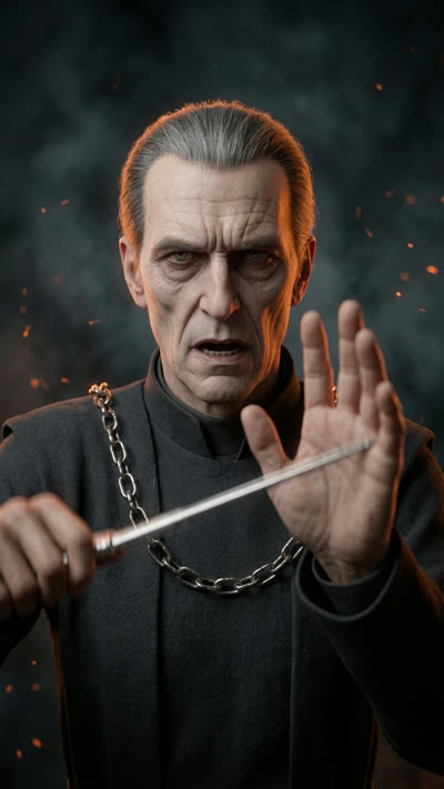 The Inquisitor raises his rod
