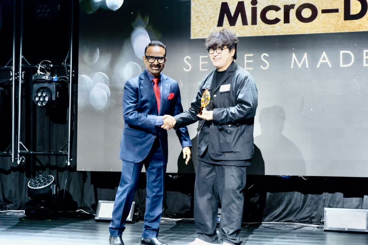 Sharad Sharan receiving the Gold Award at ContentAsia 2025