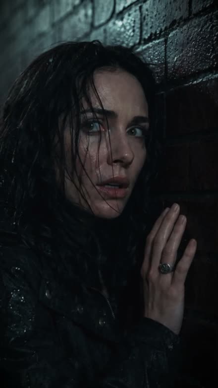 The Vampire Who Could Only Love Me key art — Iris against a rain-slicked wall